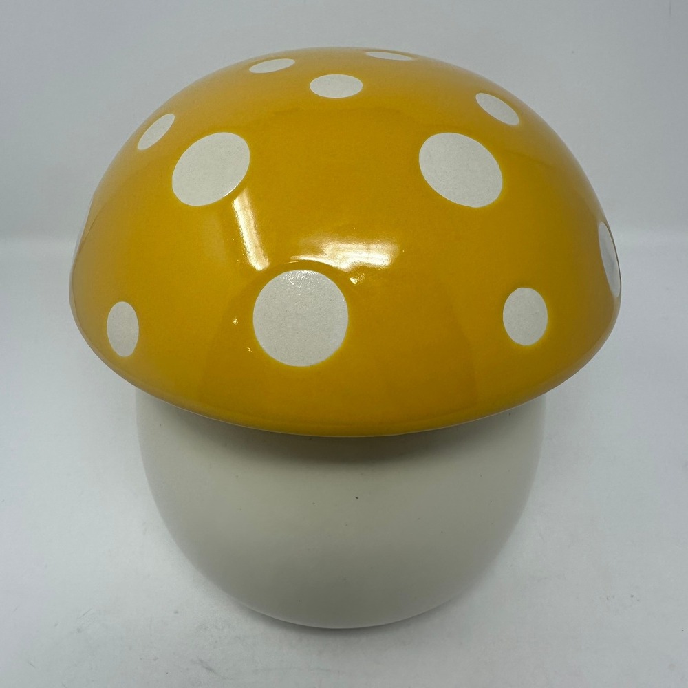 World Market Canister Unisex OS Yellow Mushroom Polka Dot Ceramic Jar Storage